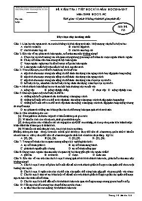 Đề kiểm tra 1 tiết học kỳ II môn Sinh học Lớp 12 (Ban nâng cao) - Mã đề 123 - Năm học 2016-2017 - Trường THPT Trần Quốc Tuấn (Có đáp án)